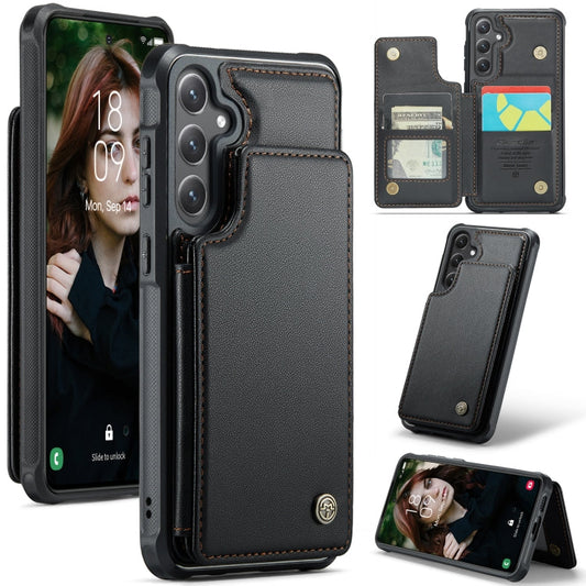 For Samsung Galaxy S25+ 5G CaseMe C22 Card Slots Holder RFID Anti-theft Phone Case(Black)