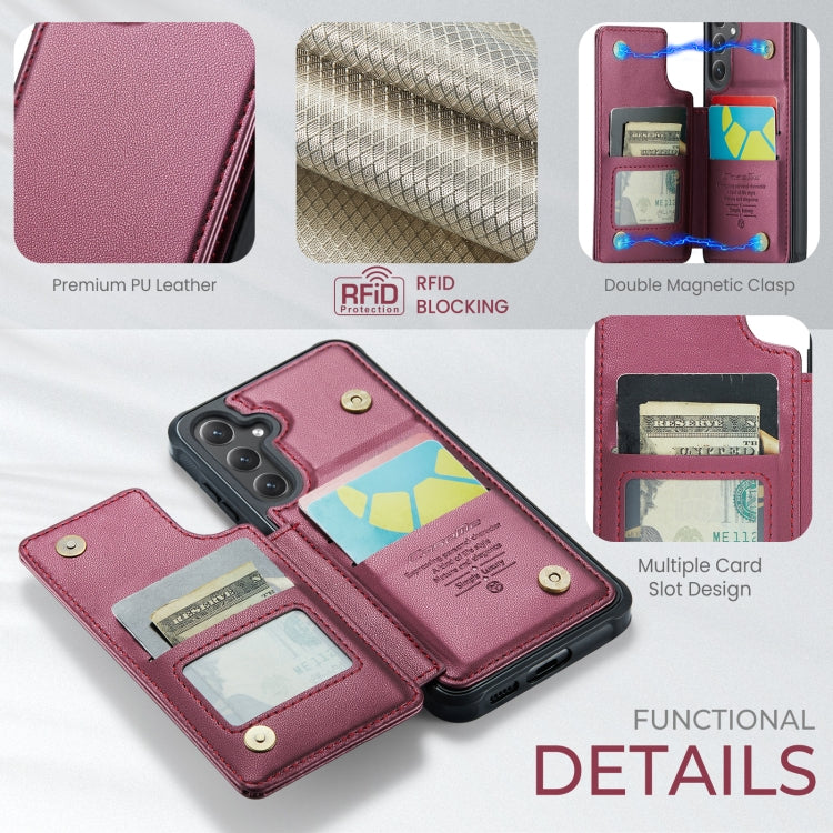For Samsung Galaxy S25+ 5G CaseMe C22 Card Slots Holder RFID Anti-theft Phone Case(Red)