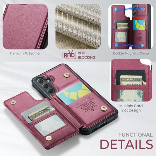 For Samsung Galaxy S25+ 5G CaseMe C22 Card Slots Holder RFID Anti-theft Phone Case(Red)