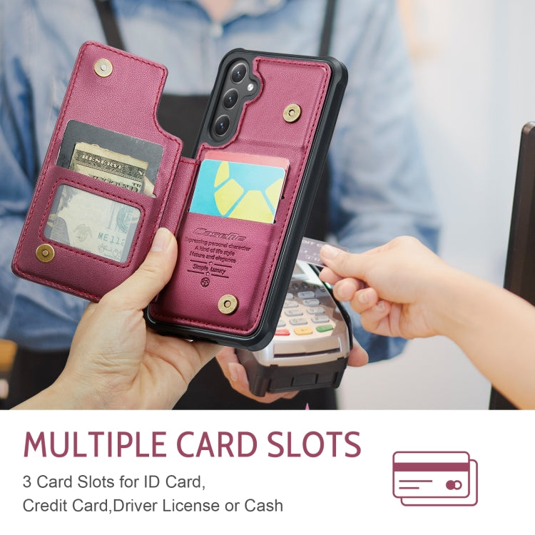 For Samsung Galaxy S25+ 5G CaseMe C22 Card Slots Holder RFID Anti-theft Phone Case(Red)