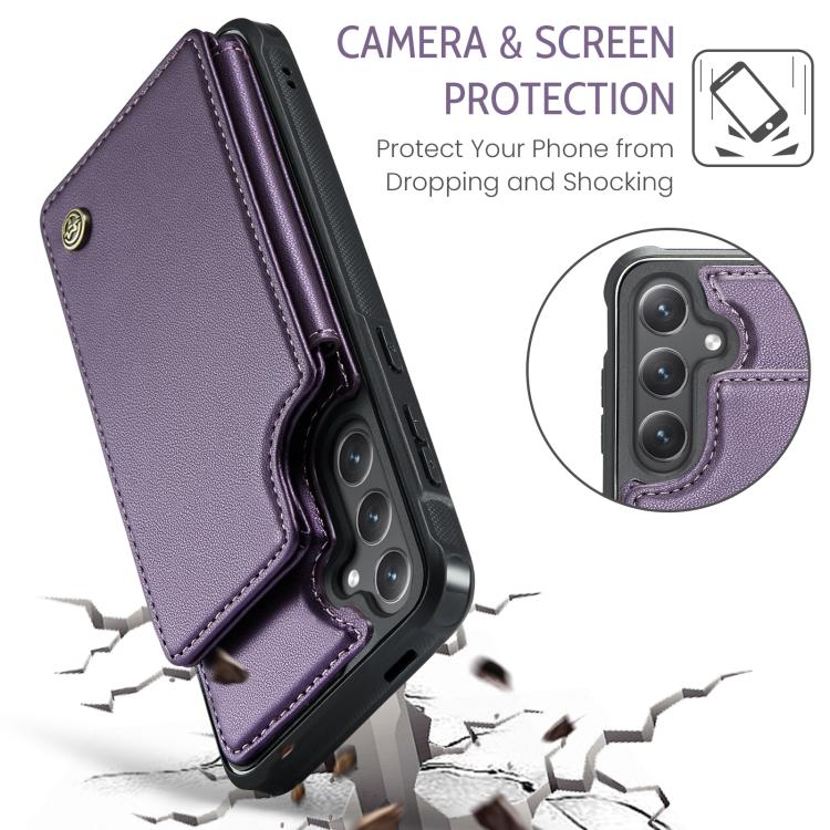 For Samsung Galaxy S25+ 5G CaseMe C22 Card Slots Holder RFID Anti-theft Phone Case(Purple)