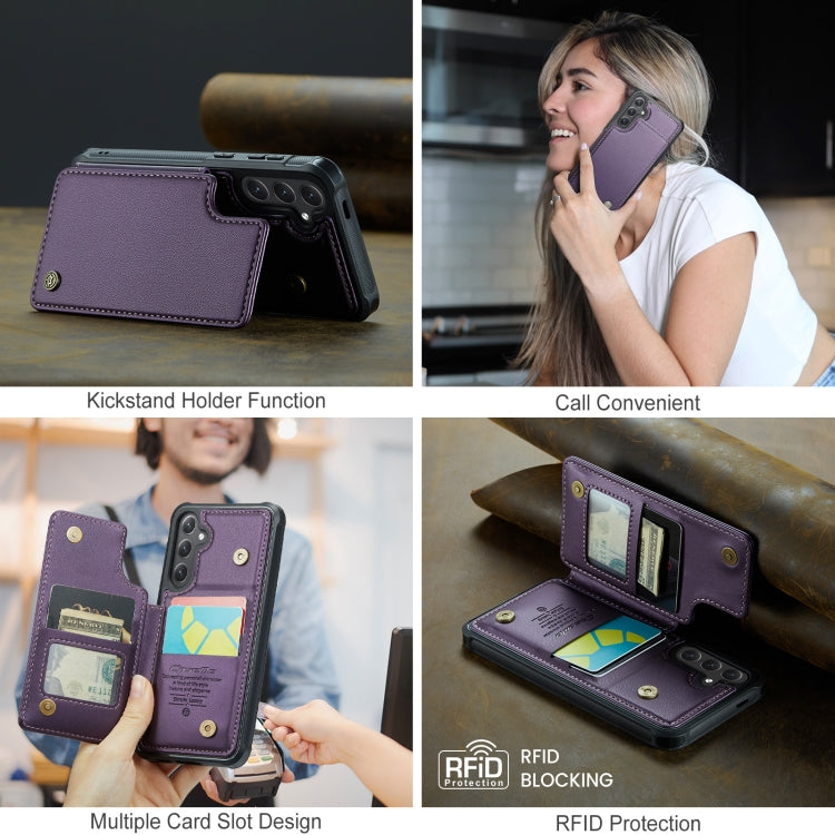 For Samsung Galaxy S25+ 5G CaseMe C22 Card Slots Holder RFID Anti-theft Phone Case(Purple)
