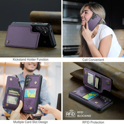 For Samsung Galaxy S25+ 5G CaseMe C22 Card Slots Holder RFID Anti-theft Phone Case(Purple)