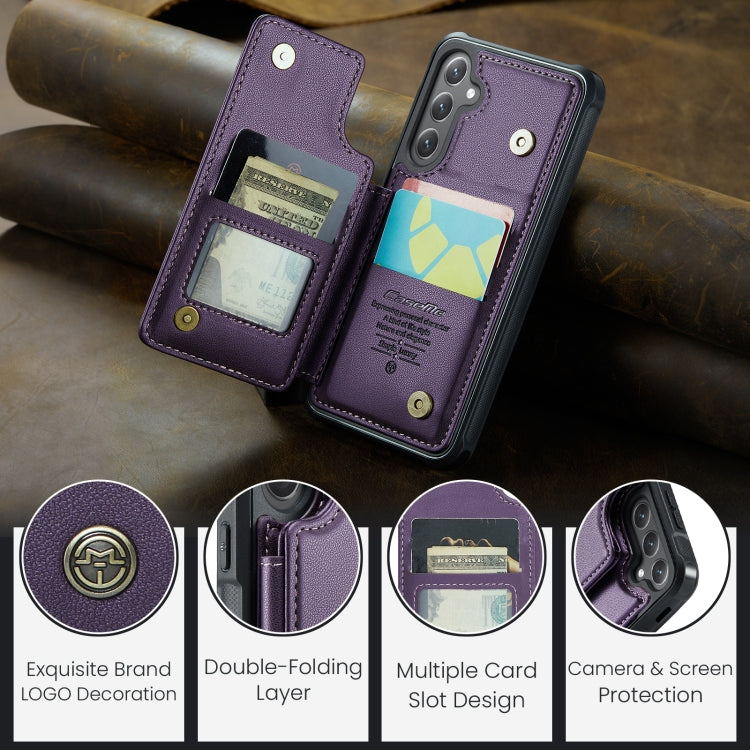 For Samsung Galaxy S25+ 5G CaseMe C22 Card Slots Holder RFID Anti-theft Phone Case(Purple)