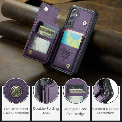 For Samsung Galaxy S25+ 5G CaseMe C22 Card Slots Holder RFID Anti-theft Phone Case(Purple)