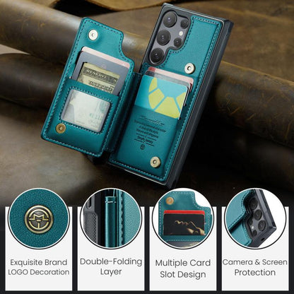 For Samsung Galaxy S25 Ultra 5G CaseMe C22 Card Slots Holder RFID Anti-theft Phone Case(Green)