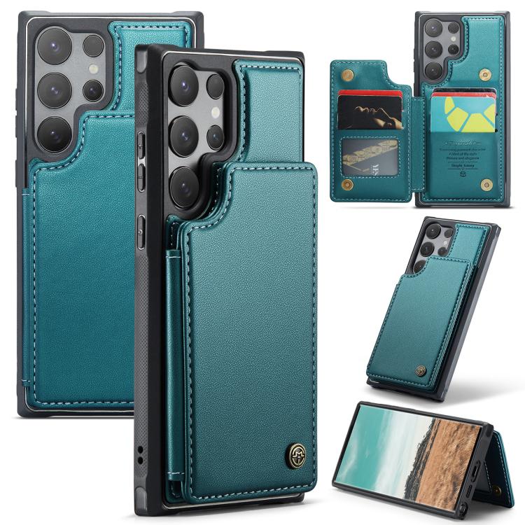 For Samsung Galaxy S25 Ultra 5G CaseMe C22 Card Slots Holder RFID Anti-theft Phone Case(Green)