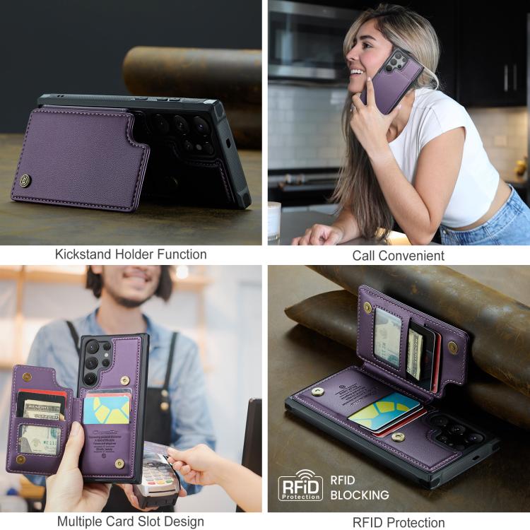 Pour Samsung Galaxy S25 Ultra 5G Étui de téléphone CaseMe C22 avec porte-cartes et protection RFID anti-vol (violet)
