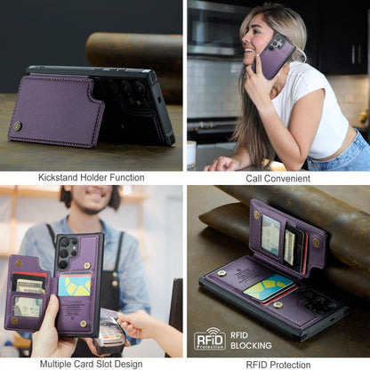 Pour Samsung Galaxy S25 Ultra 5G Étui de téléphone CaseMe C22 avec porte-cartes et protection RFID anti-vol (violet)