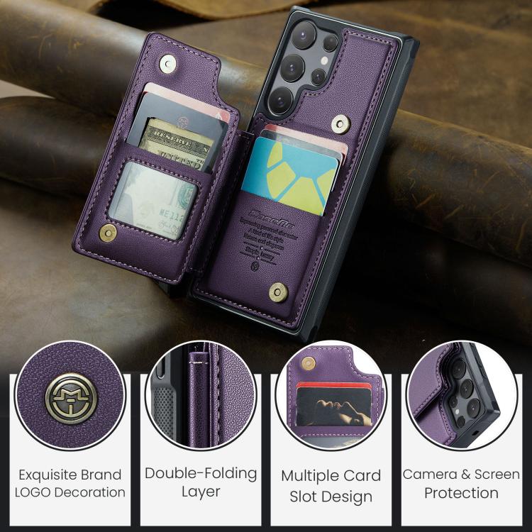 Pour Samsung Galaxy S25 Ultra 5G Étui de téléphone CaseMe C22 avec porte-cartes et protection RFID anti-vol (violet)
