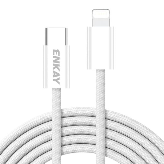 ENKAY CB175 Câble de Données de Charge USB-C / Type-C vers 8 Broches Couleur Bonbon PD 27W, Longueur: 2m (Blanc)