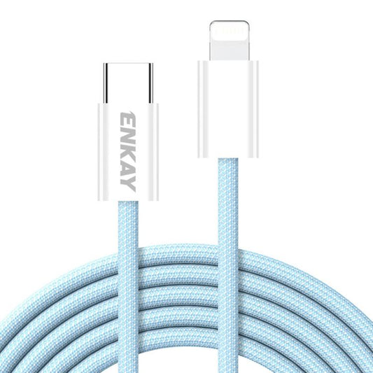 Câble de données de charge ENKAY CB175 couleur bonbon PD 27W USB-C / Type-C vers 8 broches, longueur : 1m (bleu)