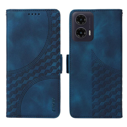 Pour Motorola Moto G35 Étui de téléphone en cuir gaufré Enkay avec film de protection d'écran (Vert)