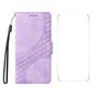 Pour Motorola Moto G35 ENKAY Étui de téléphone en cuir gaufré Rhombus Starry avec film de protection d'écran (violet)
