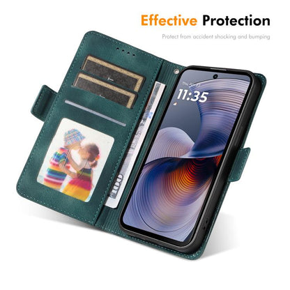 For Motorola Moto G75 ENKAY Embossed Rhombus Starry Leather Phone Case with Screen Film(Green)
