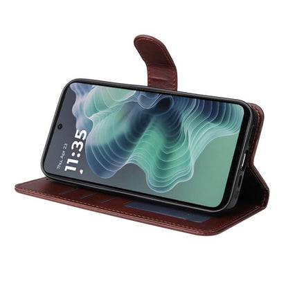 For Motorola Moto G35 ENKAY Card Wallet Calf Texture Leather Phone Case with Screen Film(Blue)
