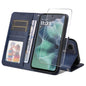 For Motorola Moto G35 ENKAY Card Wallet Calf Texture Leather Phone Case with Screen Film(Blue)