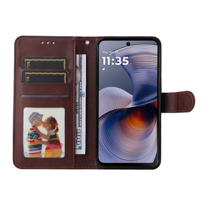 Pour Motorola Moto G55 Étui de téléphone en cuir texturé de veau ENKAY avec portefeuille et film de protection d'écran (Noir)