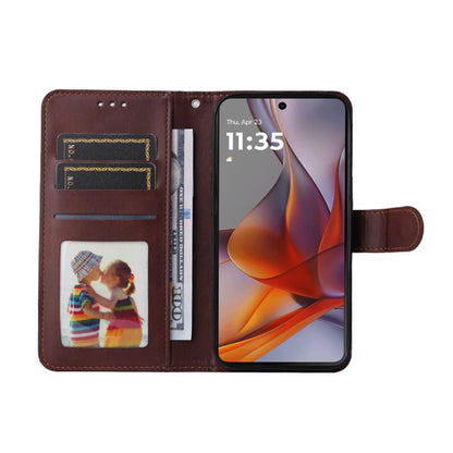 For Motorola Moto G75 ENKAY Card Wallet Calf Texture Leather Phone Case with Screen Film(Brown)
