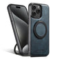 Pour iPhone 15 Pro Suteni G3 Étui de Téléphone avec Support Rotatif à 360° en Cuir Huilé et MagSafe (Bleu)