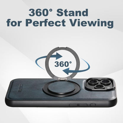 Pour iPhone 15 Pro Suteni G3 Étui de Téléphone avec Support Rotatif à 360° en Cuir Huilé et MagSafe (Bleu)