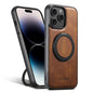 Pour iPhone 14 Pro Suteni G3 Huile Cire Étui de Téléphone avec Support Rotation à 360° et MagSafe (Marron)