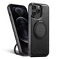 For iPhone 12 Pro Max Suteni G3 Oil Wax 360 Rotation Holder MagSafe Back Phone Case(Black)