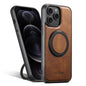 For iPhone 12 Pro Suteni G3 Oil Wax 360 Rotation Holder MagSafe Back Phone Case(Brown)