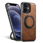 For iPhone 12 Suteni G3 Oil Wax 360 Rotation Holder MagSafe Back Phone Case(Brown)