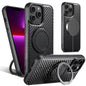 For iPhone 13 Pro Suteni G3 Carbon Fiber Leather 360 Rotation Holder MagSafe Phone Case(Black)