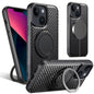 For iPhone 13 Suteni G3 Carbon Fiber Leather 360 Rotation Holder MagSafe Phone Case(Black)