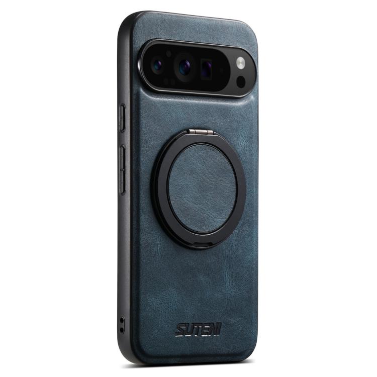 For Google Pixel 10 Pro Suteni G3 Oil Wax 360 Rotation Holder MagSafe Back Phone Case(Blue)