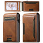 Suteni Oil Waxy Keys Automatically Pop Up Card Wallet Case(Brown)
