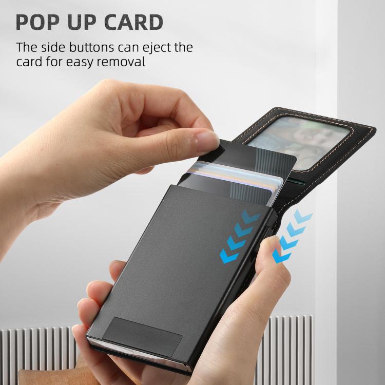 Suteni Litchi Texture Magnetic Key Press Automatically Pop Up Card Box(Black)