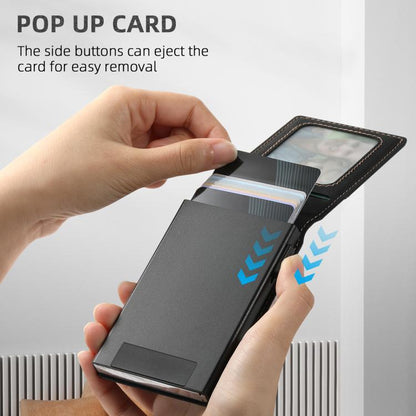 Suteni Litchi Texture Magnetic Key Press Automatically Pop Up Card Box(Black)