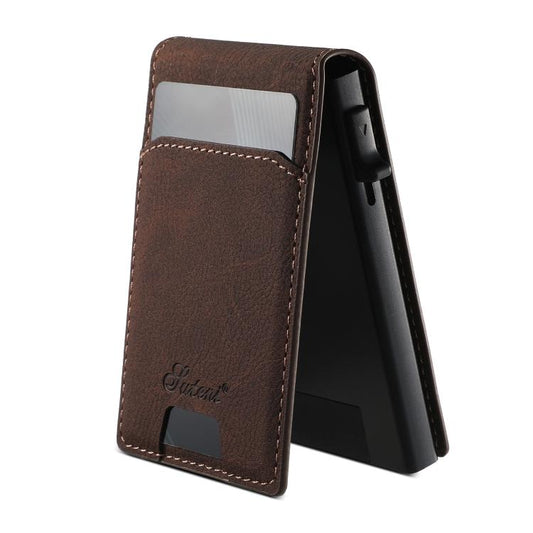 Suteni Litchi Texture Magnetic Key Press Automatically Pop Up Card Box(Brown)