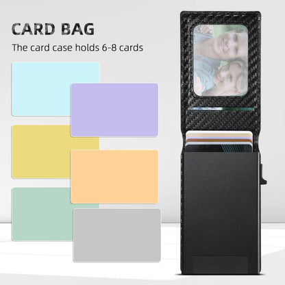 Suteni Carbon Fiber Magnetic Key Press Automatically Pop Up Card Box(Black)