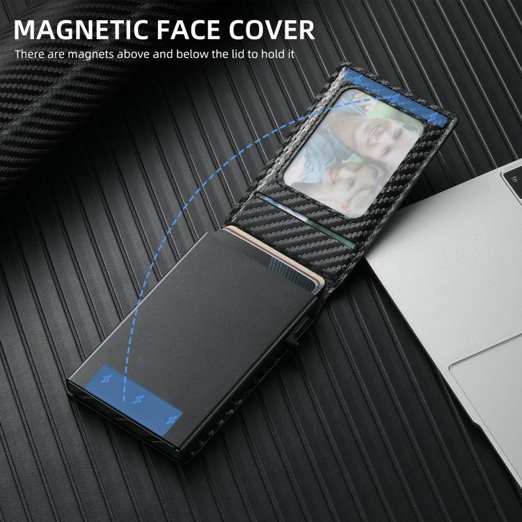 Suteni Carbon Fiber Magnetic Key Press Automatically Pop Up Card Box(Black)