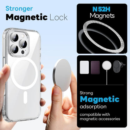 For iPhone 16 Pro Max NORTHJO 3 in 1 PC Magnetic Phone Case with Screen Film and Lens Film(Clear)