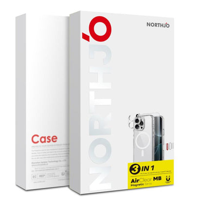 For iPhone 16 NORTHJO 3 in 1 PC Magnetic Phone Case with Screen Film and Lens Film(Clear)