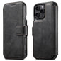 For iPhone 16 Pro Max Suteni Q05 2-in-1 Multi-function Detachable Wallet MagSafe Phone Case(Black)