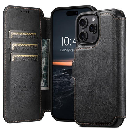 For iPhone 16 Pro Suteni Q05 2-in-1 Multi-function Detachable Wallet MagSafe Phone Case(Black)