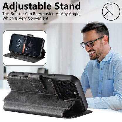 For iPhone 16 Plus Suteni Q05 2-in-1 Multi-function Detachable Wallet MagSafe Phone Case(Black)