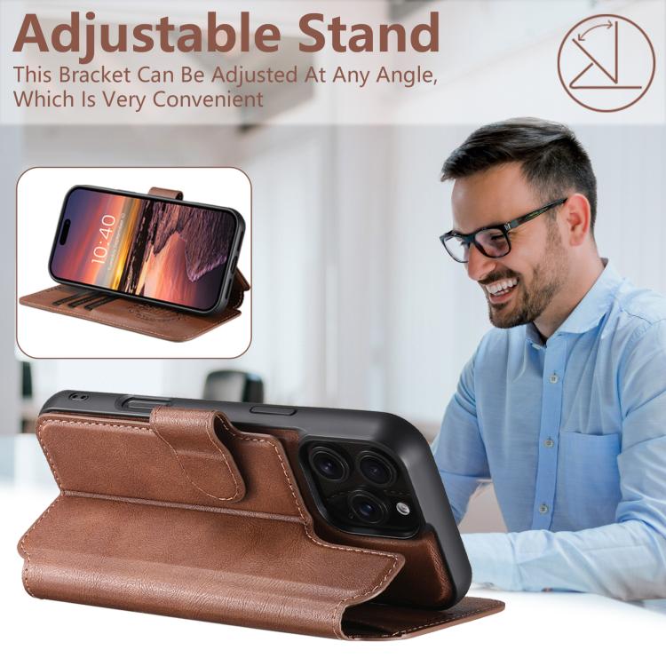 For iPhone 16 Suteni Q05 2-in-1 Multi-function Detachable Wallet MagSafe Phone Case(Brown)