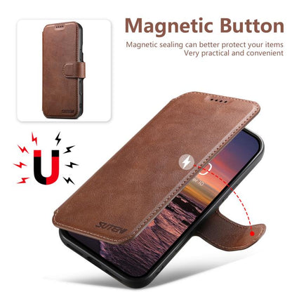 For iPhone 15 Plus Suteni Q05 2-in-1 Multi-function Detachable Wallet MagSafe Phone Case(Brown)