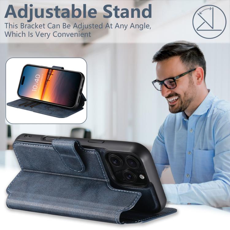 For iPhone 15 Plus Suteni Q05 2-in-1 Multi-function Detachable Wallet MagSafe Phone Case(Blue)