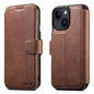 For iPhone 14 Plus Suteni Q05 2-in-1 Multi-function Detachable Wallet MagSafe Phone Case(Brown)