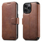 For iPhone 12 Pro Max Suteni Q05 2-in-1 Multi-function Detachable Wallet MagSafe Phone Case(Brown)