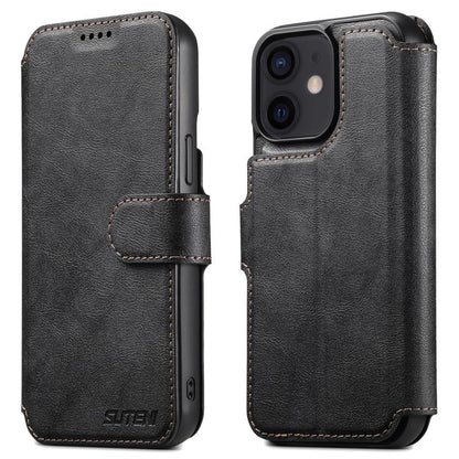 For iPhone 12 Suteni Q05 2-in-1 Multi-function Detachable Wallet MagSafe Phone Case(Black)