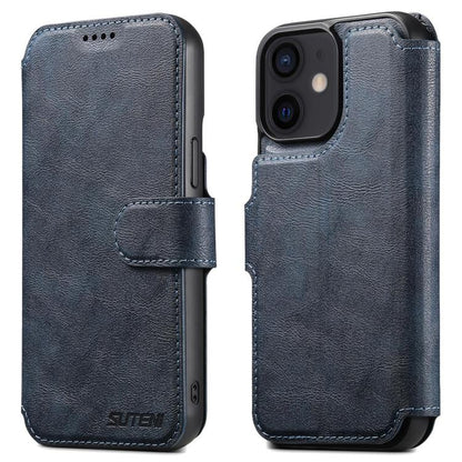 For iPhone 12 Suteni Q05 2-in-1 Multi-function Detachable Wallet MagSafe Phone Case(Blue)